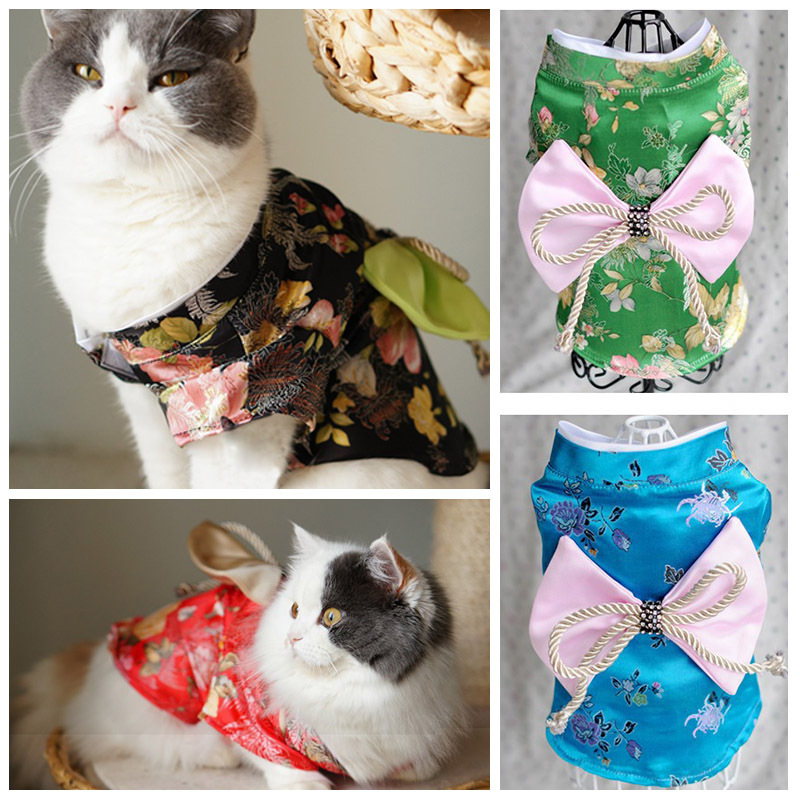 Dog-Product-Pet-National-Clothes-Pet-clothes-small-floral-Japanese-kimono-dress-big-bow-pet-cat
