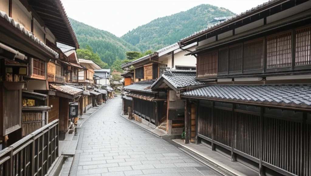 Thị trấn Arima Onsen cổ kính với kiến trúc truyền thống và những con đường hẹp, nơi lưu giữ hơn 1000 năm lịch sử suối nước nóng Nhật Bản.