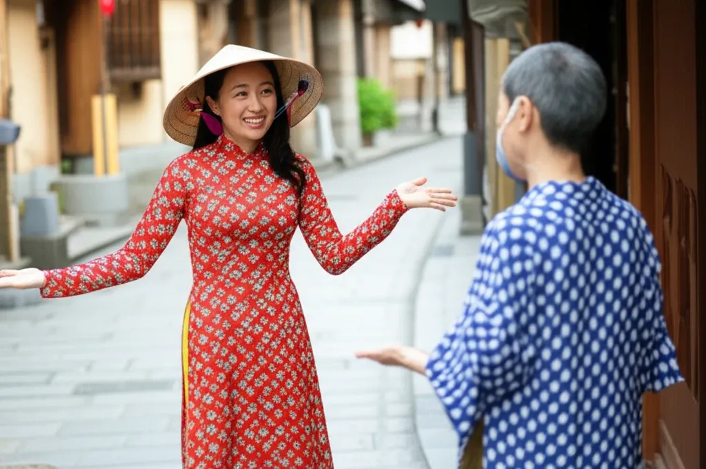 Khách du lịch Việt Nam giao tiếp thân thiện với người Nhật, tạo thiện cảm qua ngôn ngữ và cử chỉ, tối ưu SEO