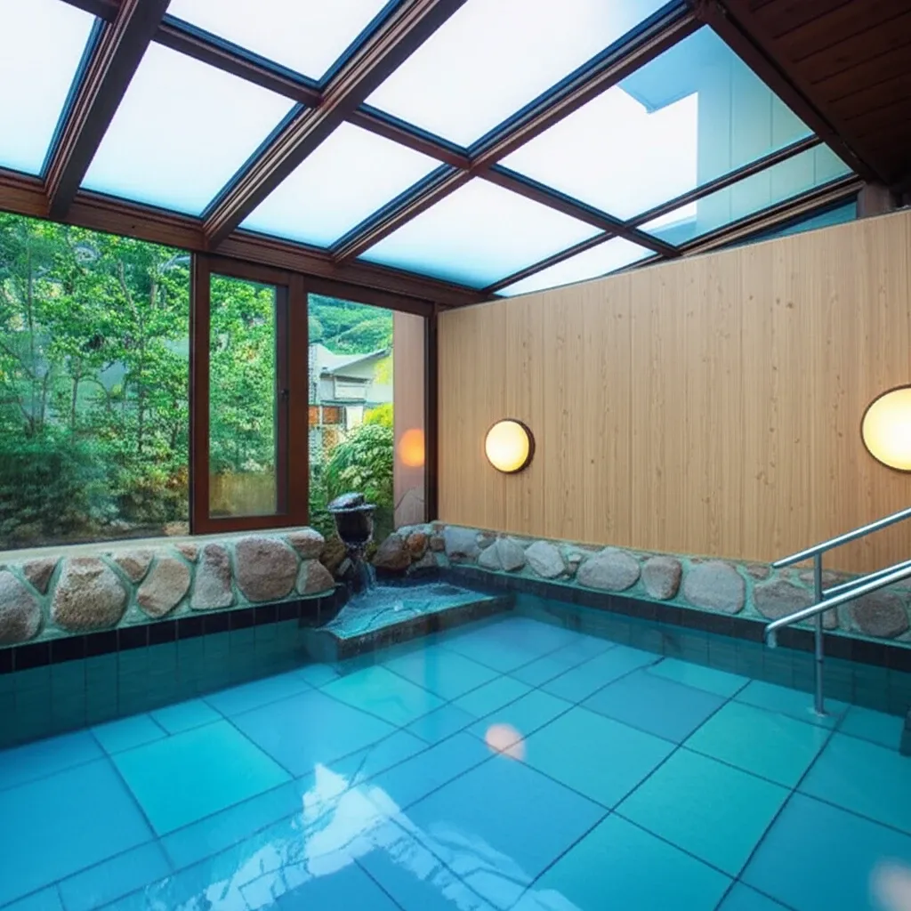 Suối nước nóng Gin no Yu (suối bạc) ở Arima Onsen, nước trong vắt chứa radium và carbonate, mang lại cảm giác thư giãn và tốt cho xương khớp.