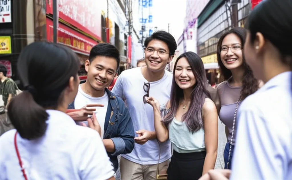 Khách du lịch Việt Nam tự tin giao tiếp với người dân Nhật Bản.